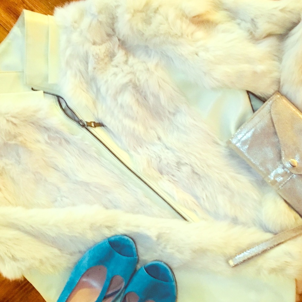 🔥SALE🔥Rabbit Fur Jacket - cream, So cute!!!